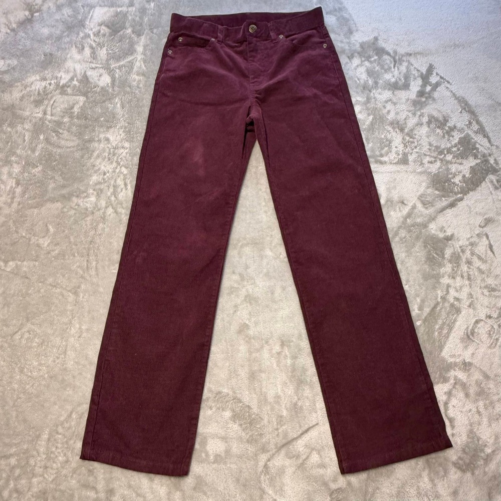 Janie and Jack Girls Burgundy Corduroy Stretch Straight Leg Pants Size 12 NWT